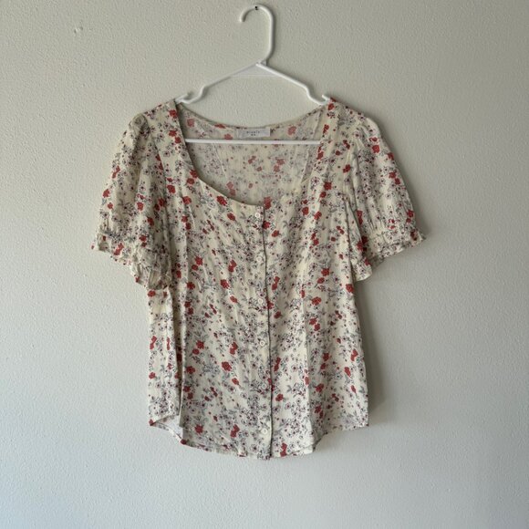 Elodie Floral Button Up Blouse, Size Medium - Picture 4 of 5